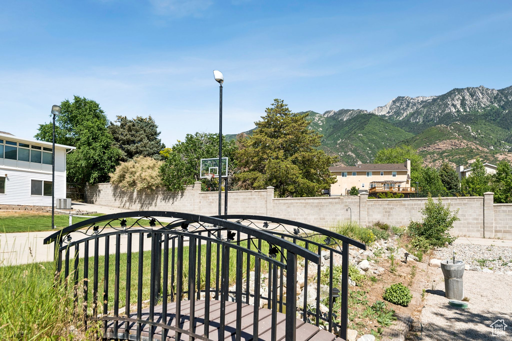 Gate with a mountain view