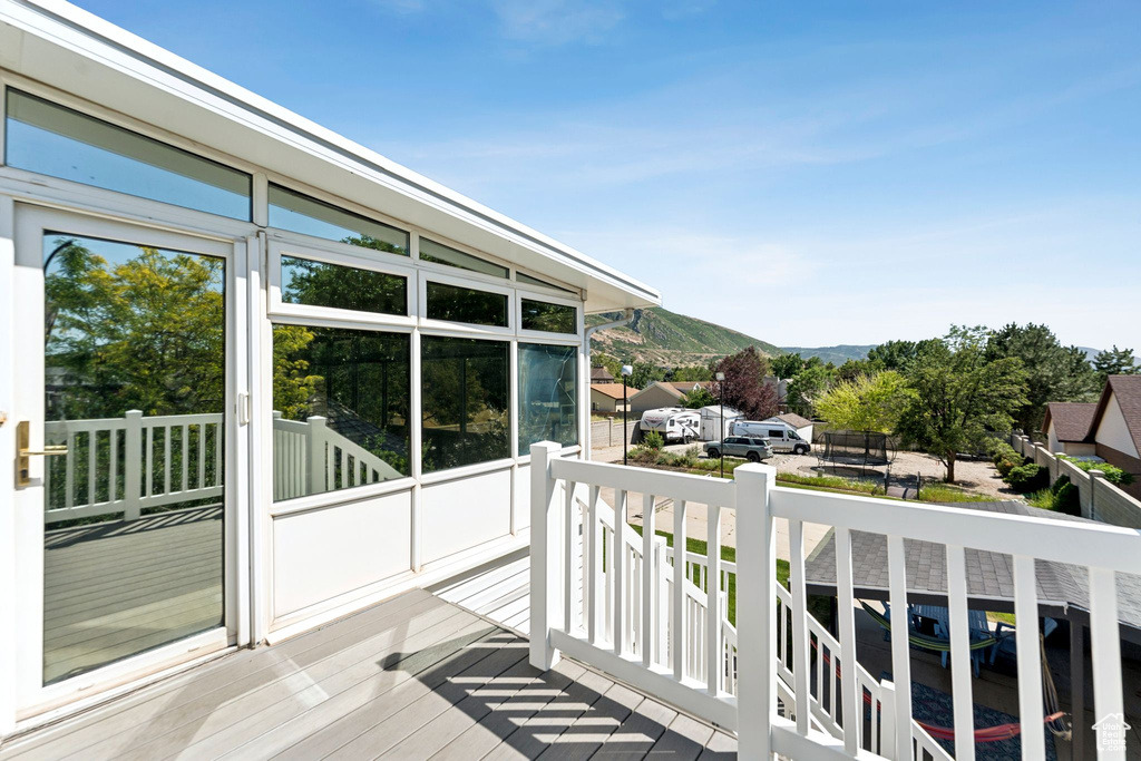 Balcony with a mountain view