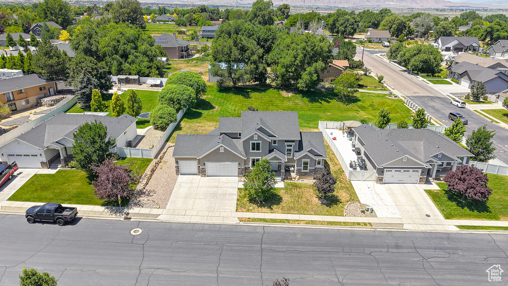 Aerial perspective of suburban area