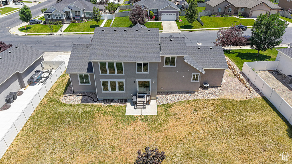 Aerial perspective of suburban area
