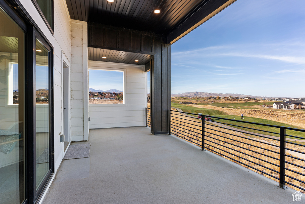 Balcony with a mountain view