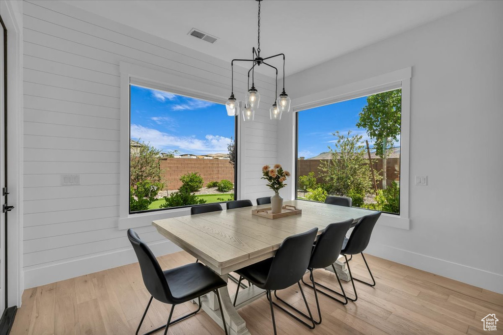 Dining room with light wood-type flooring