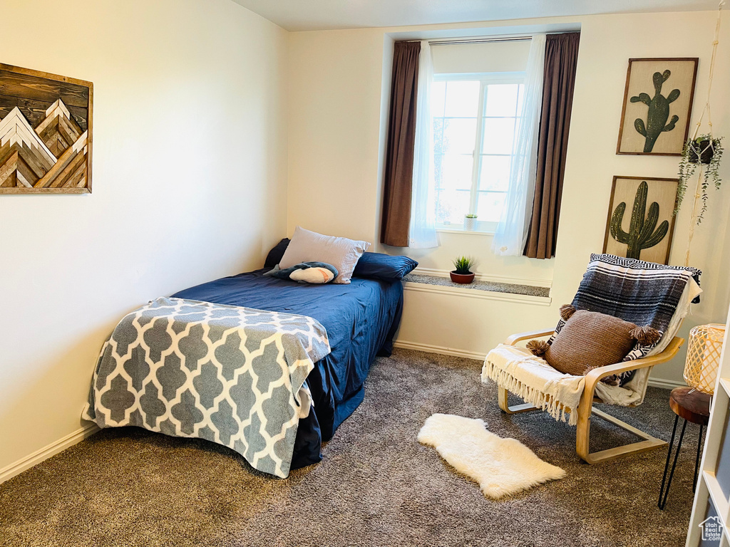Bedroom with carpet