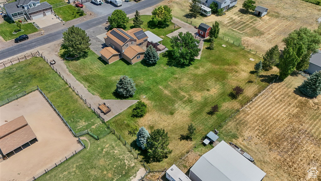 Aerial perspective of suburban area