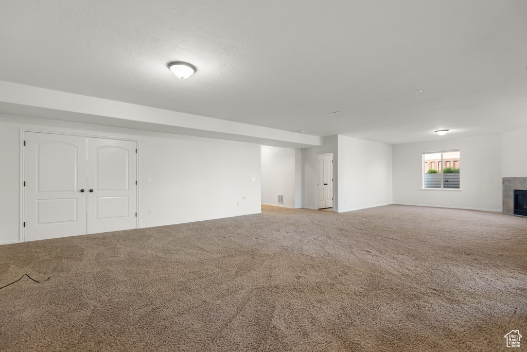 Basement with carpet floors