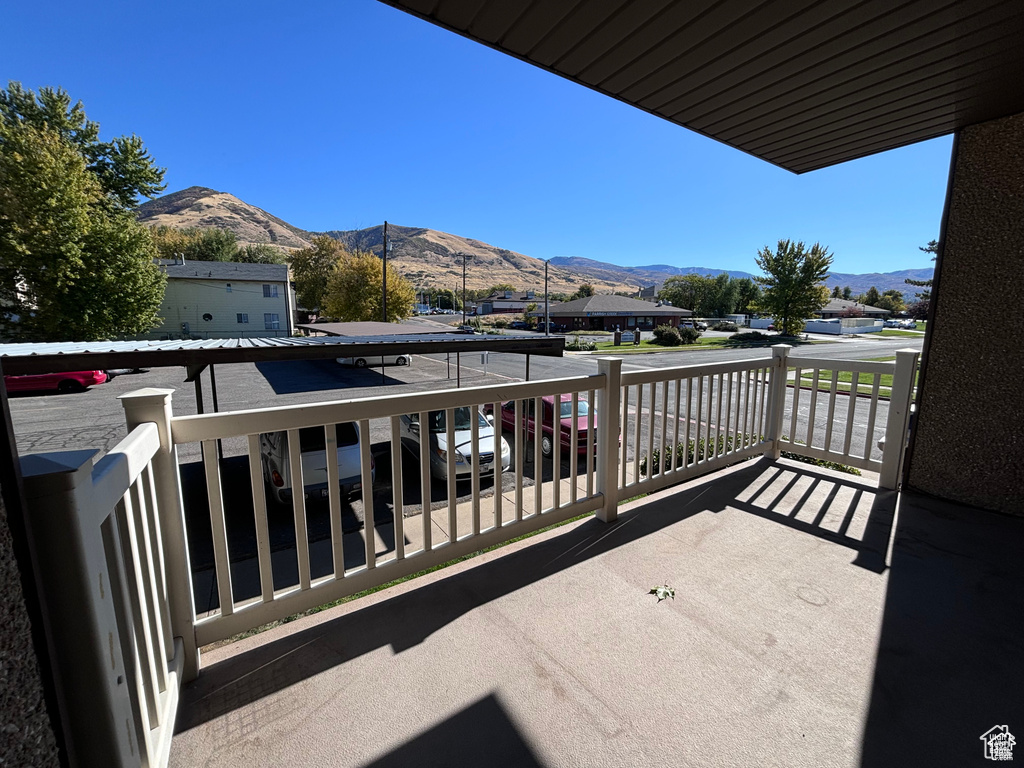 Balcony with a mountain view