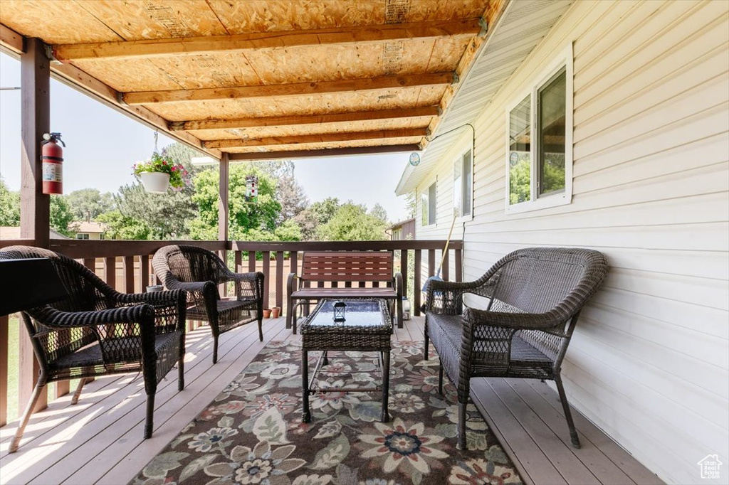 Deck featuring an outdoor living space