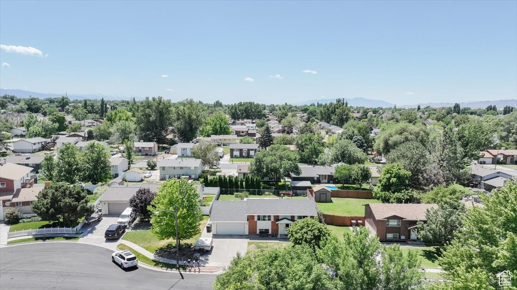 Aerial perspective of suburban area featuring a tree filled landscape