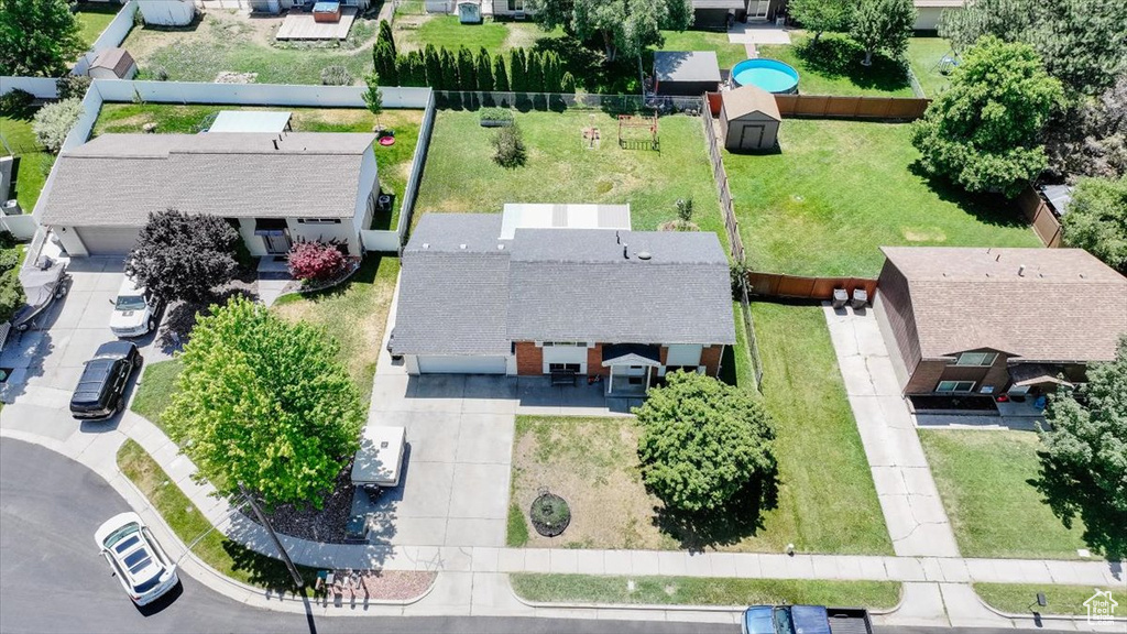 Aerial view of residential area