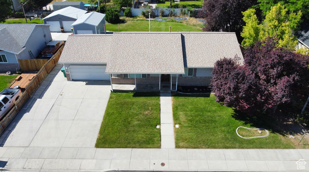 Aerial perspective of suburban area