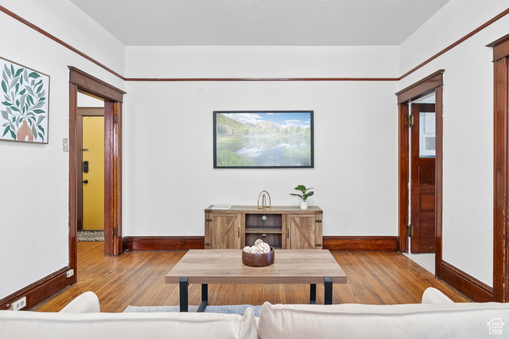 Living area featuring wood finished floors