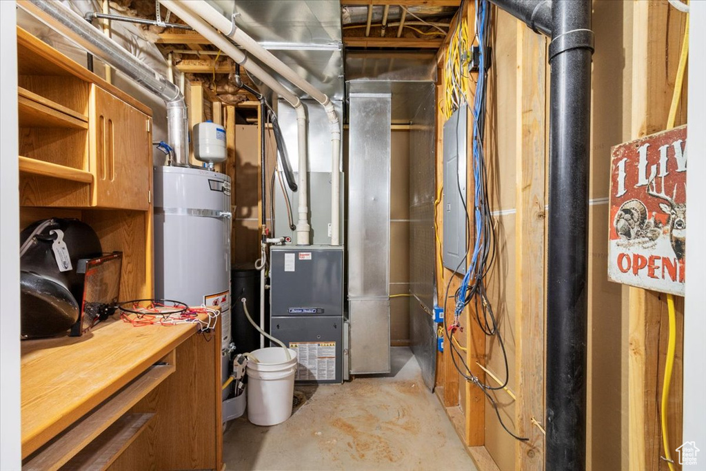 Utilities with secured water heater and heating unit
