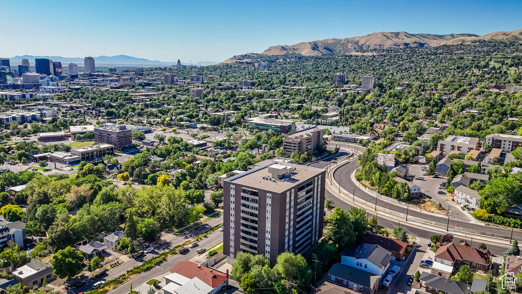 View of urban area with a mountainous background