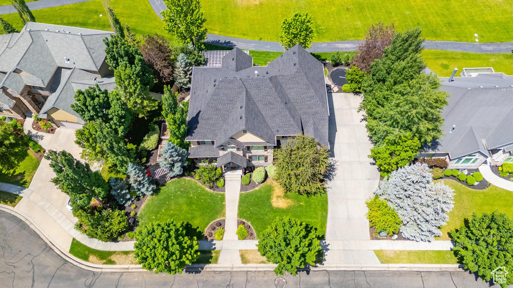 Aerial perspective of suburban area