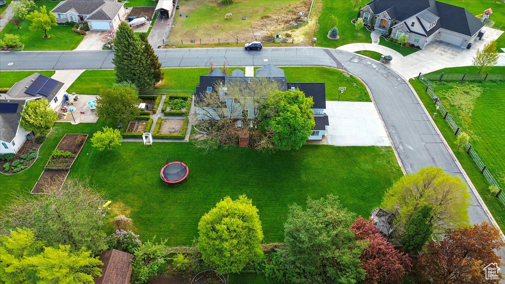 Aerial perspective of suburban area