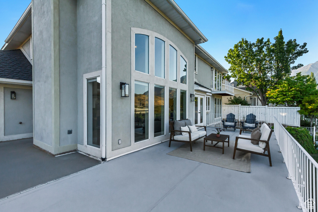 View of patio with an outdoor living space and french doors