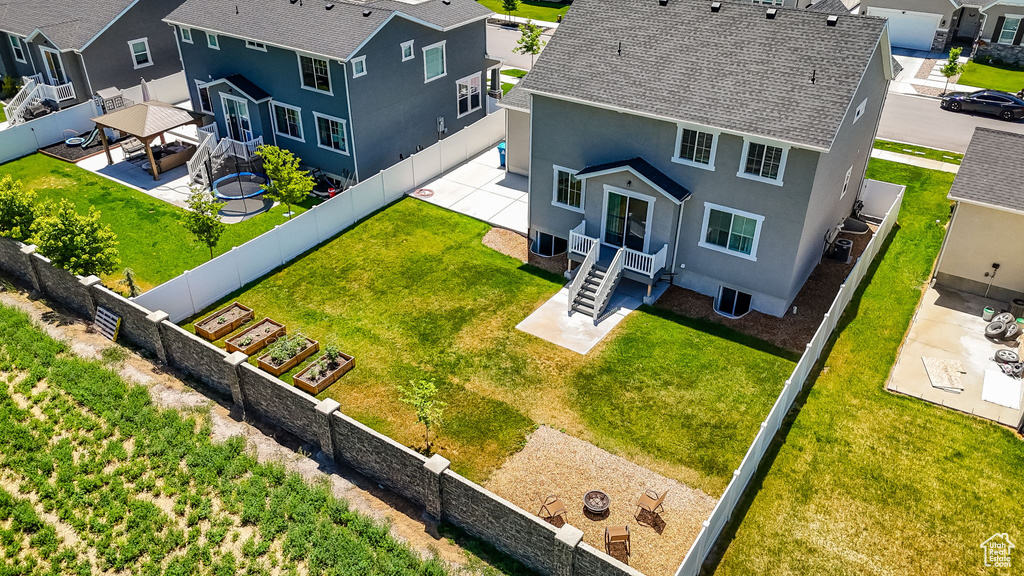 Aerial perspective of suburban area