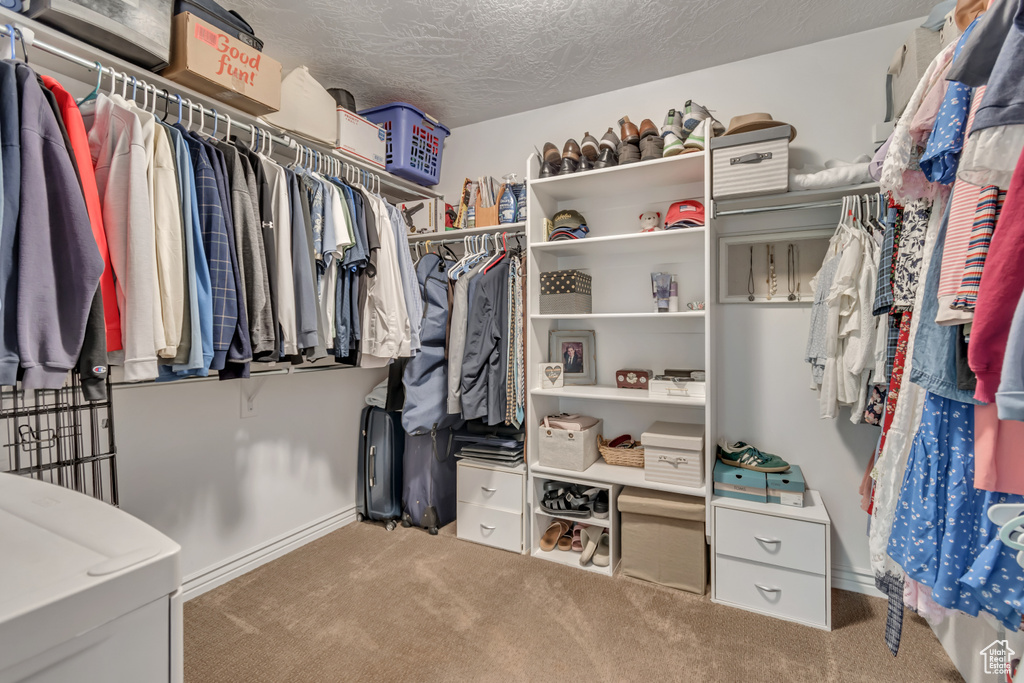 Walk in closet featuring carpet