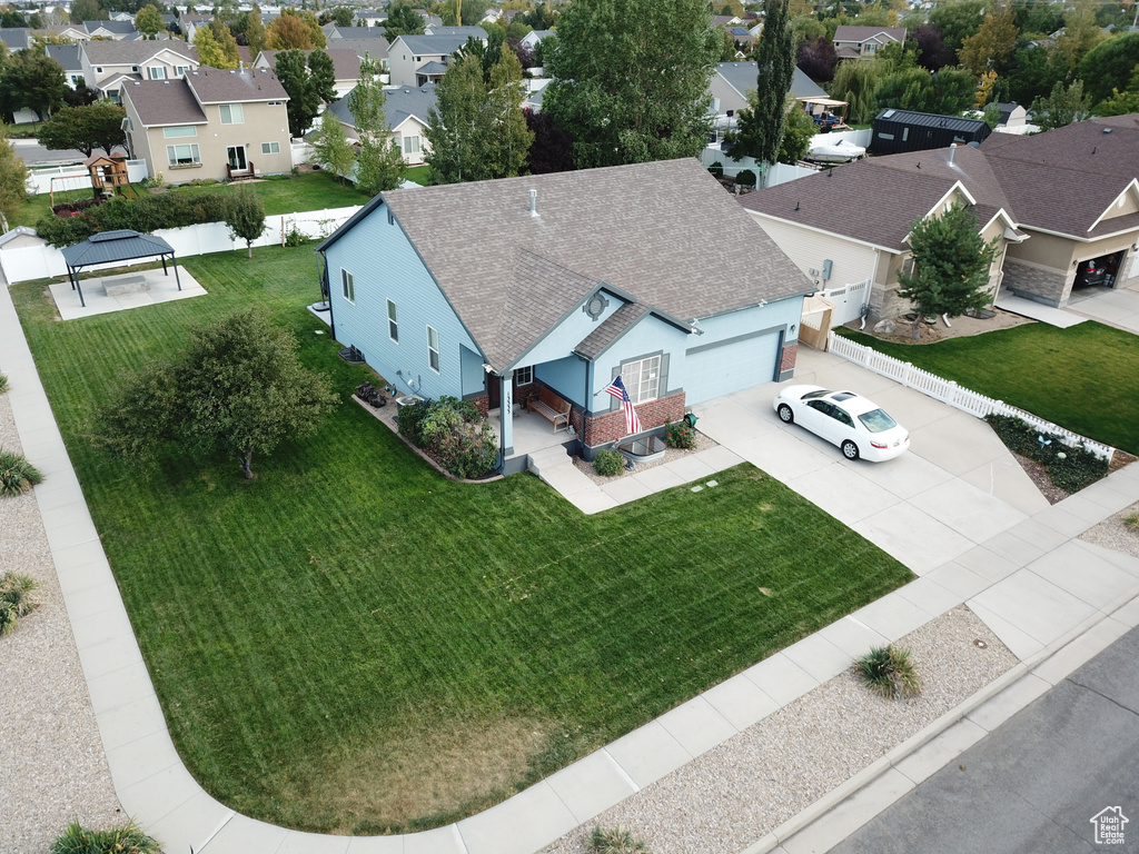Aerial perspective of suburban area