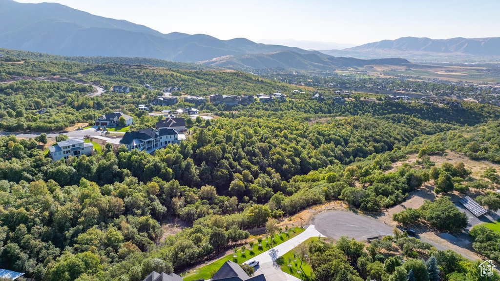 Aerial view featuring a mountain view