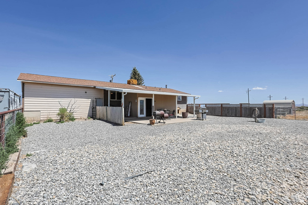Back of property with a patio area and a fenced backyard