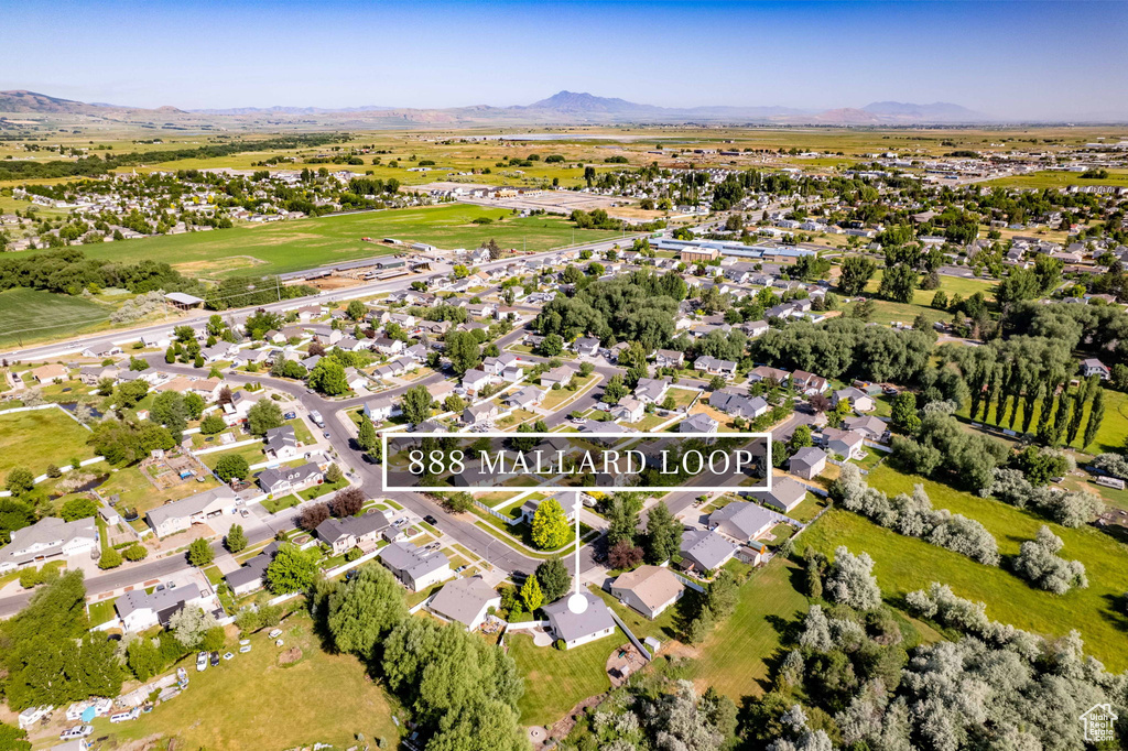 Aerial view of a mountainous background