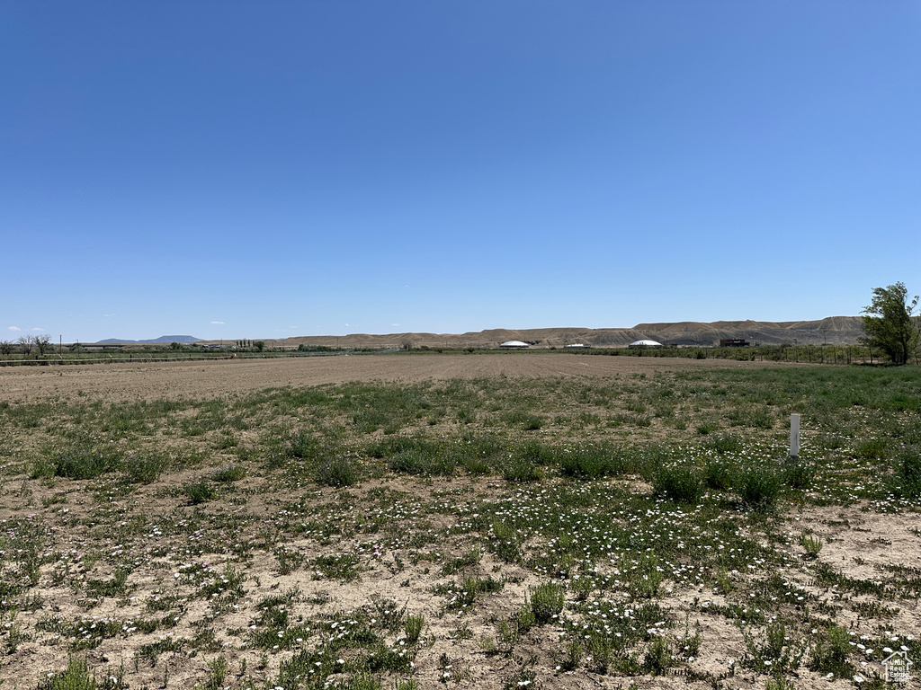 View of yard featuring a view of rural / pastoral area and a mountain view