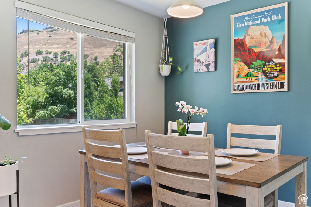 Dining room with healthy amount of natural light