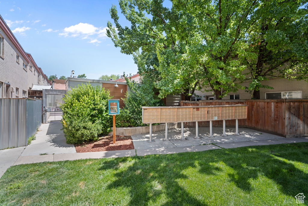 View of yard with mail area