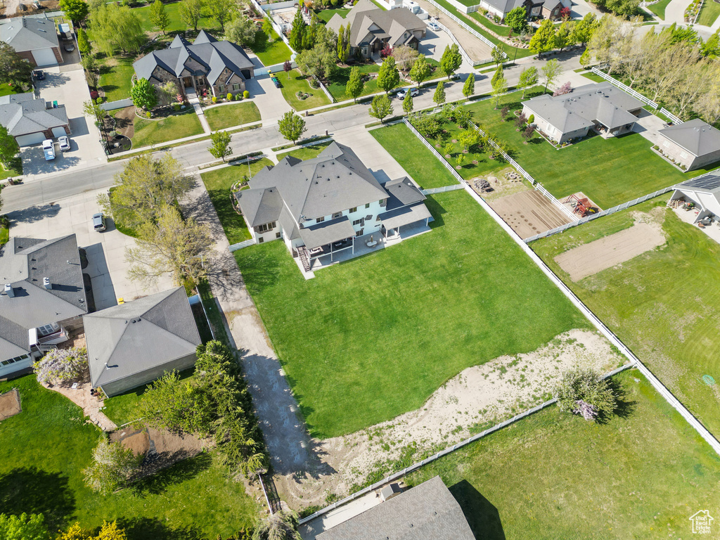 Aerial perspective of suburban area