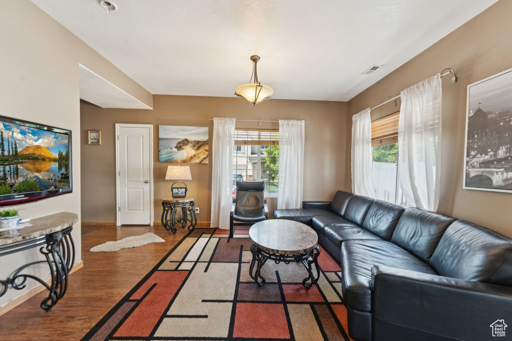 Living room featuring wood finished floors
