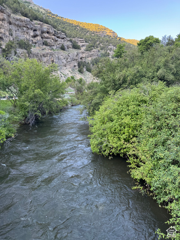Water view featuring a mountainous background