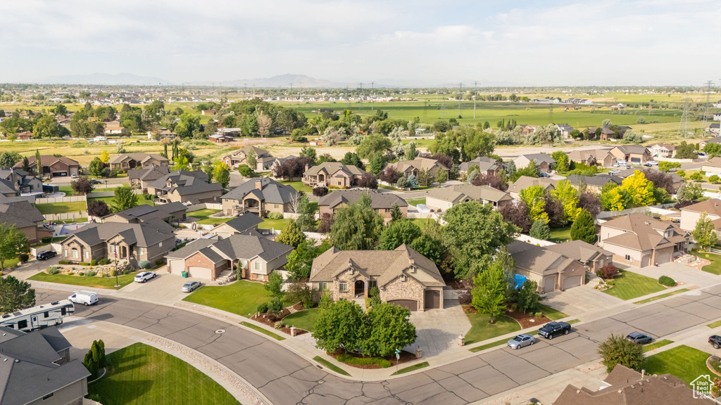 Aerial perspective of suburban area