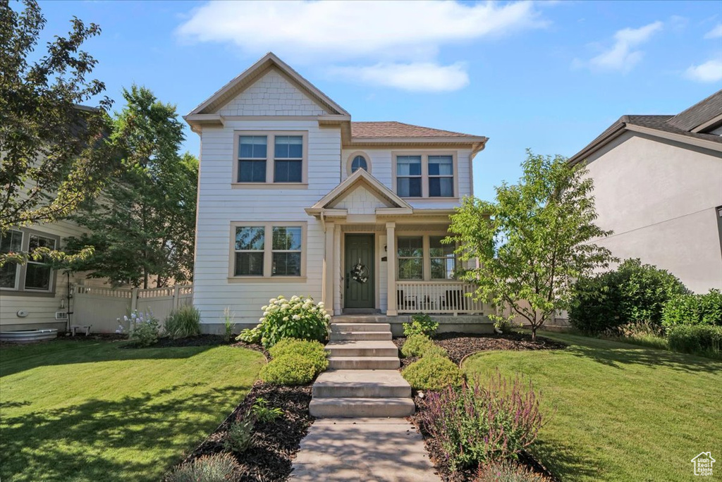 View of front of home with a porch
