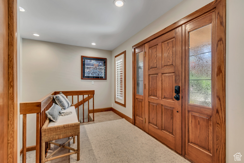 Foyer with recessed lighting