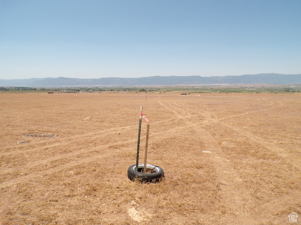 View of yard with a rural view and a mountain view
