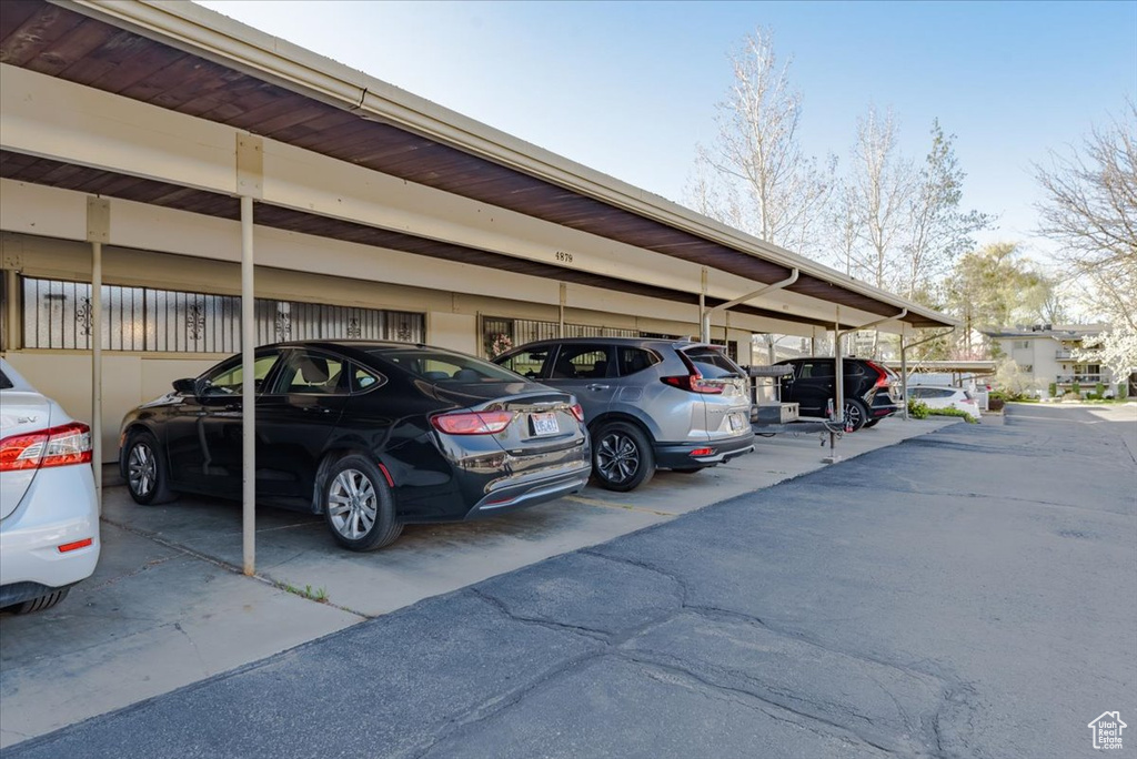 View of covered parking lot