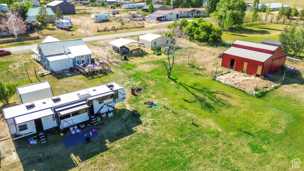 Aerial perspective of suburban area