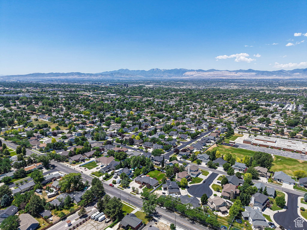 Aerial view of a mountain backdrop