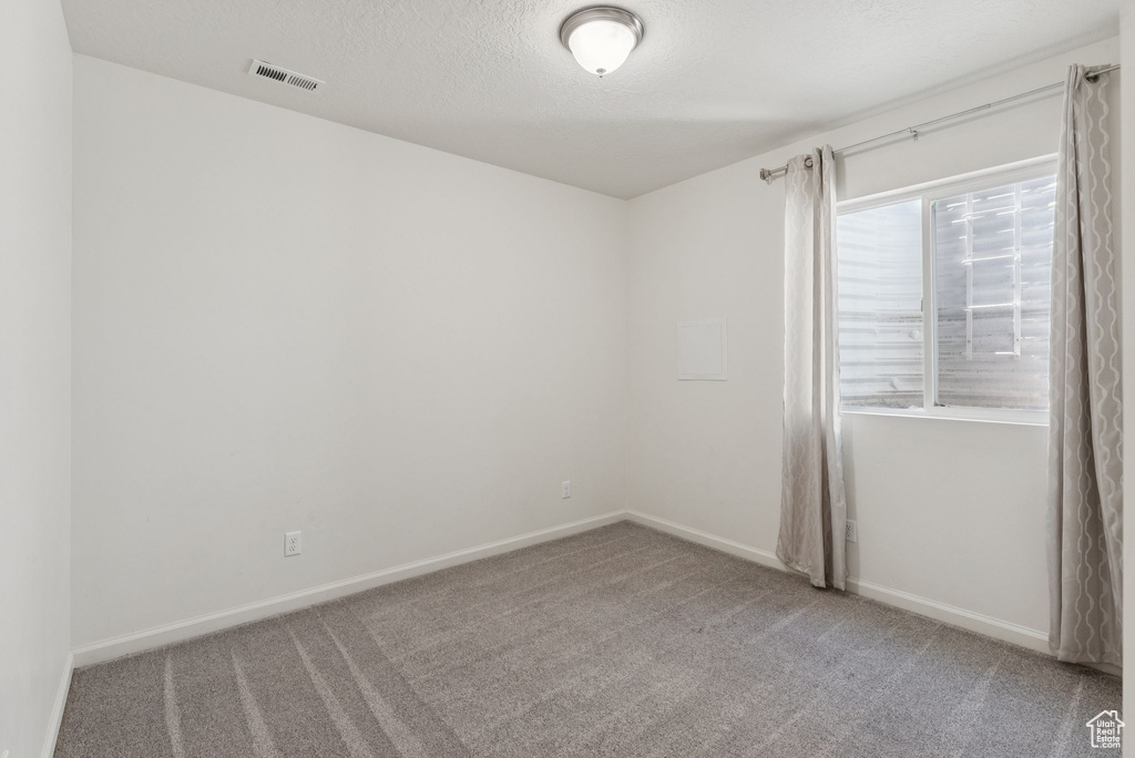 Unfurnished room featuring carpet flooring and a textured ceiling