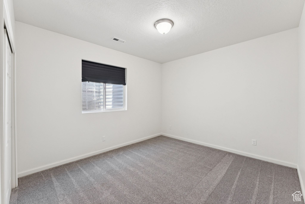 Spare room with carpet flooring and a textured ceiling