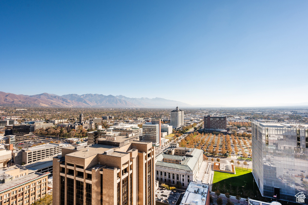View of city with mountains