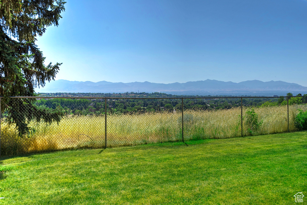 View of yard with a mountain view