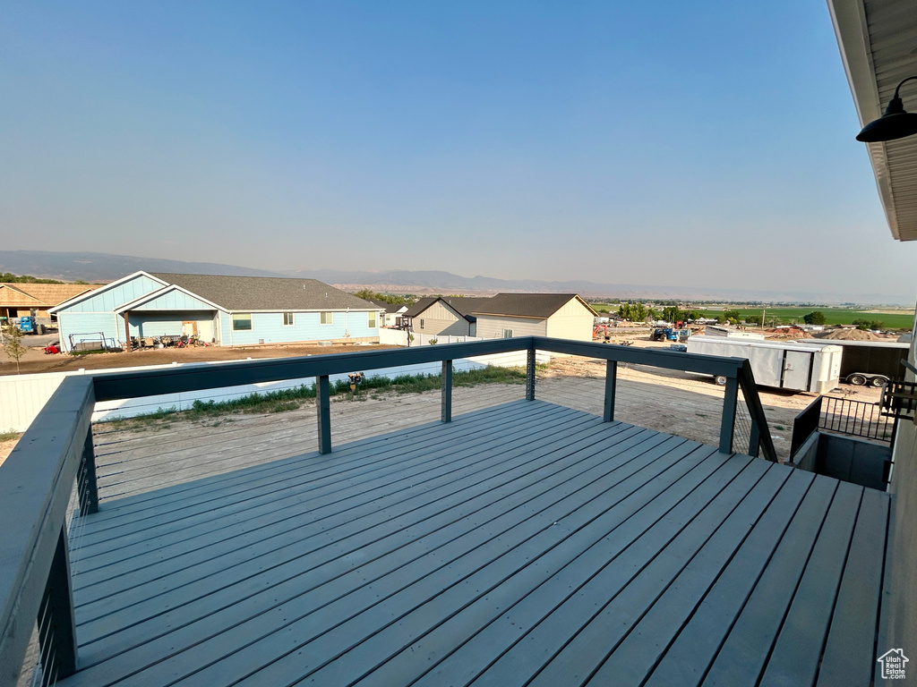 Wooden terrace with a mountain view