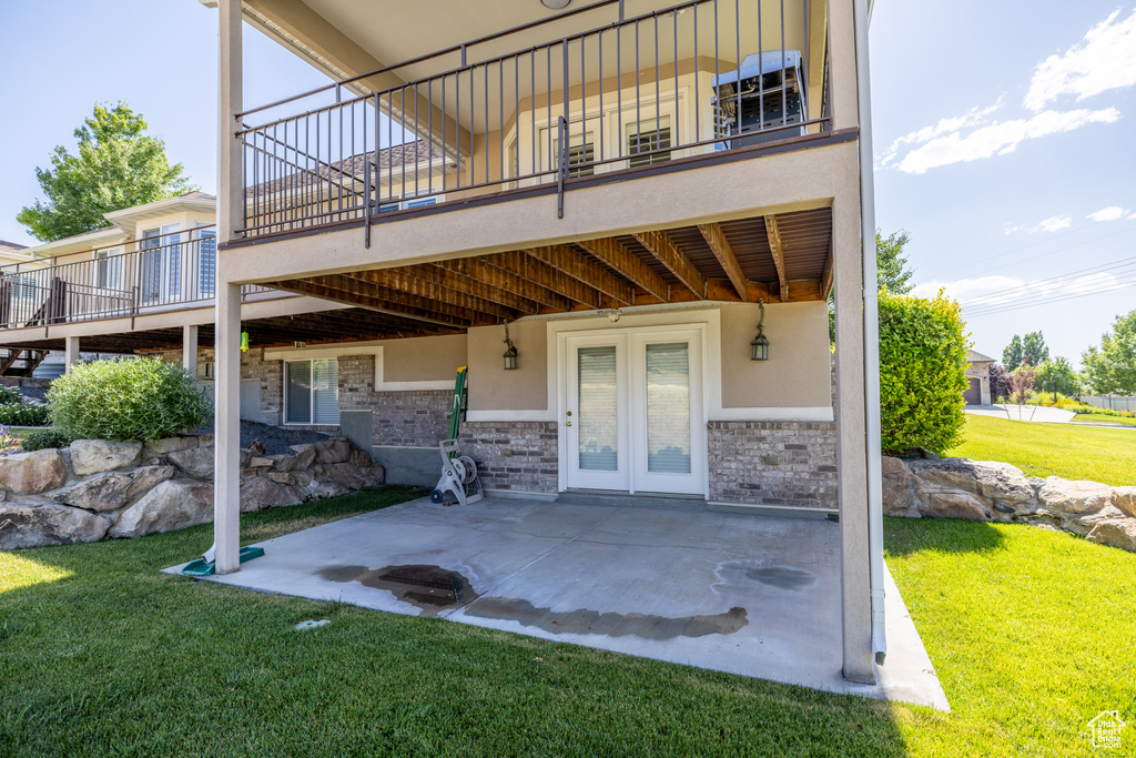 View of patio featuring french doors
