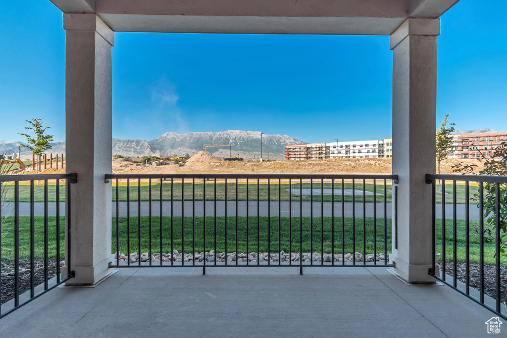 Balcony with a mountain view