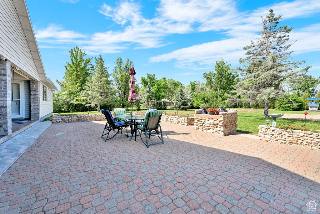 View of patio featuring outdoor dining space