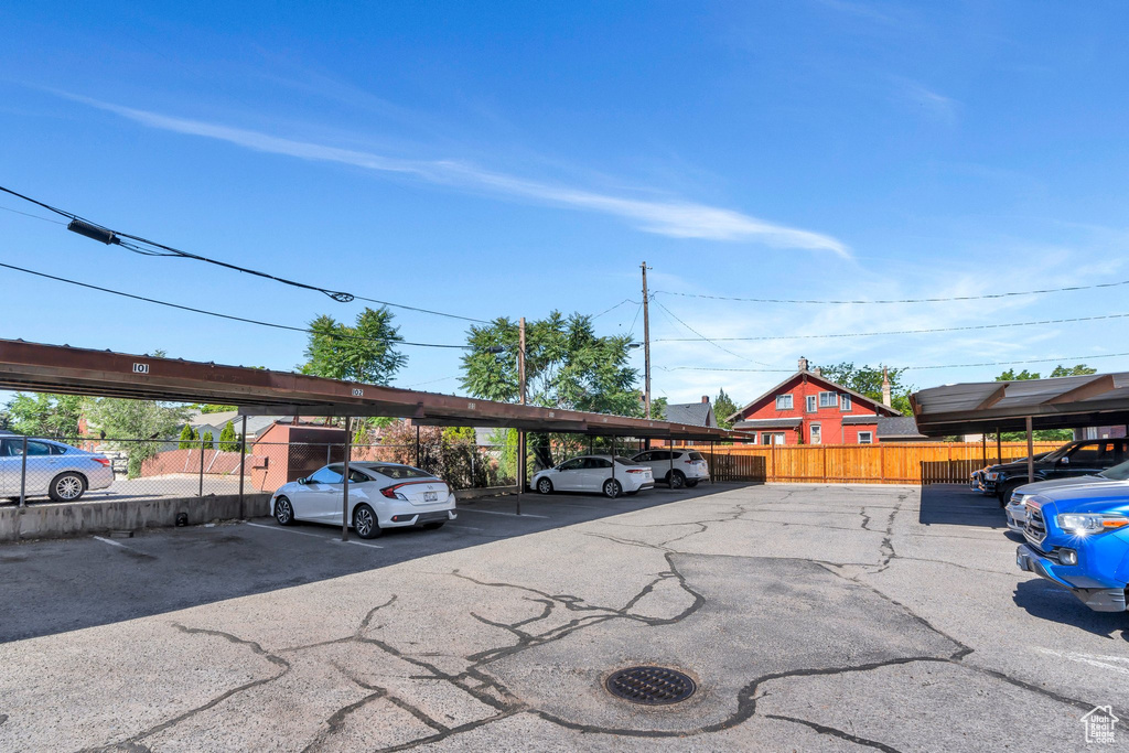 View of covered parking lot