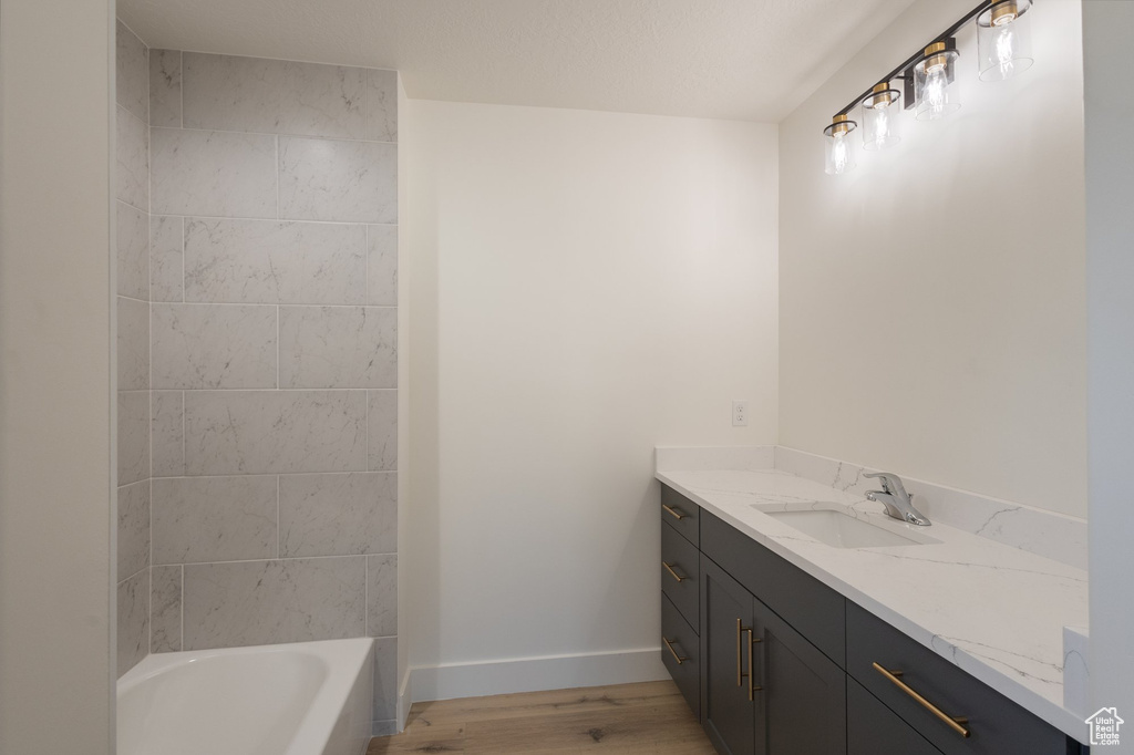 Bathroom with vanity and wood finished floors