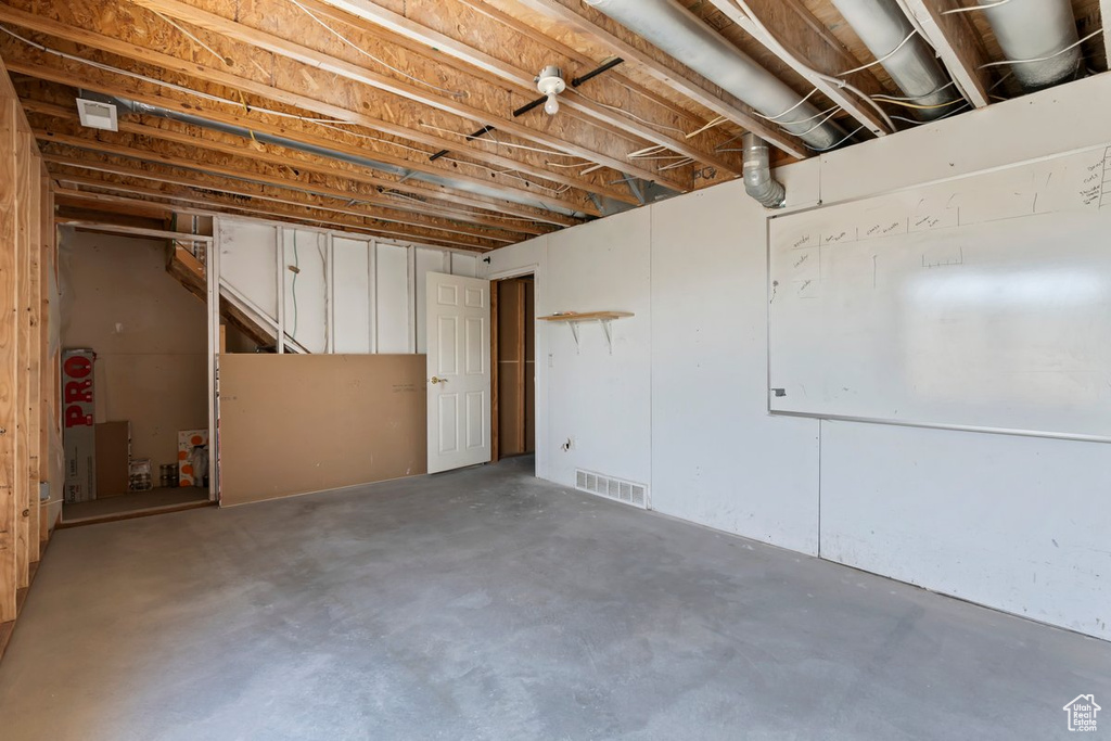 View of unfinished basement
